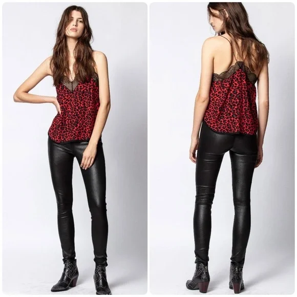 New! Zadig & Voltaire Christy SILK Top in the Red Leopard Print  ❤️ Small - Picture 3 of 16